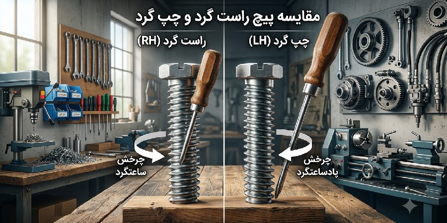 تفاوت و کاربرد پیچ راست گرد و چپ گرد
