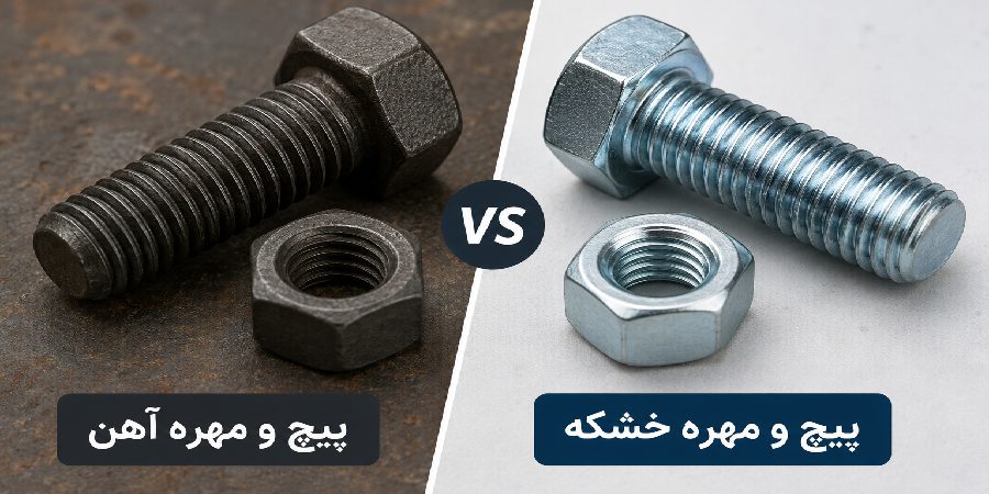 مقایسه پیچ و مهره آهن و خشکه