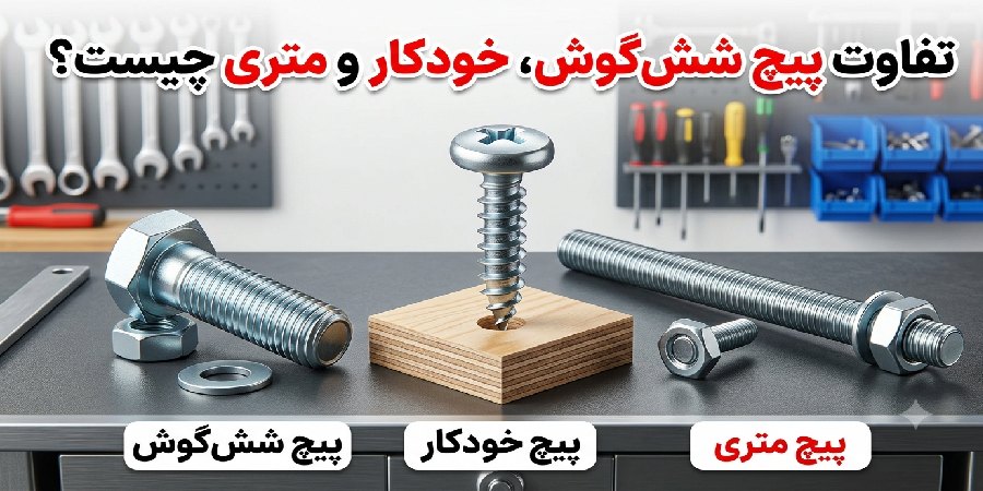 تفاوت پیچ شش گوش، پیچ خودکار و پیچ متری چیست