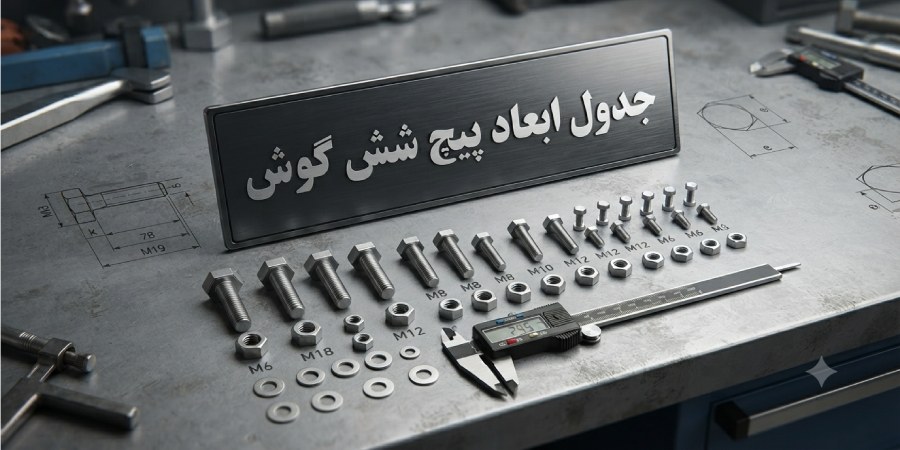 جدول ابعاد پیچ شش گوش