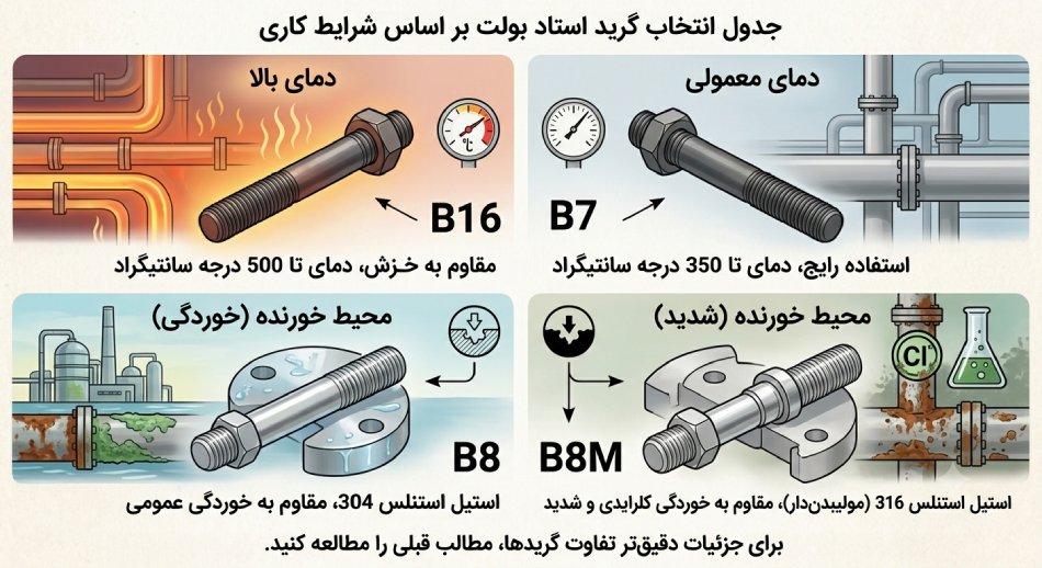 انتخاب جنس و گرید متناسب با شرایط کاری