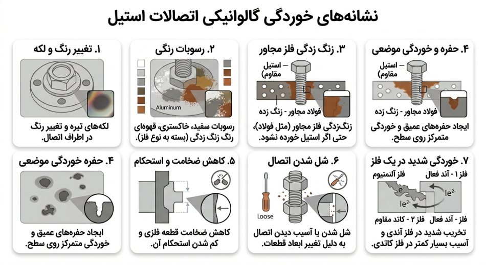 علائم خوردگی گالوانیکی در اتصالات استیل
